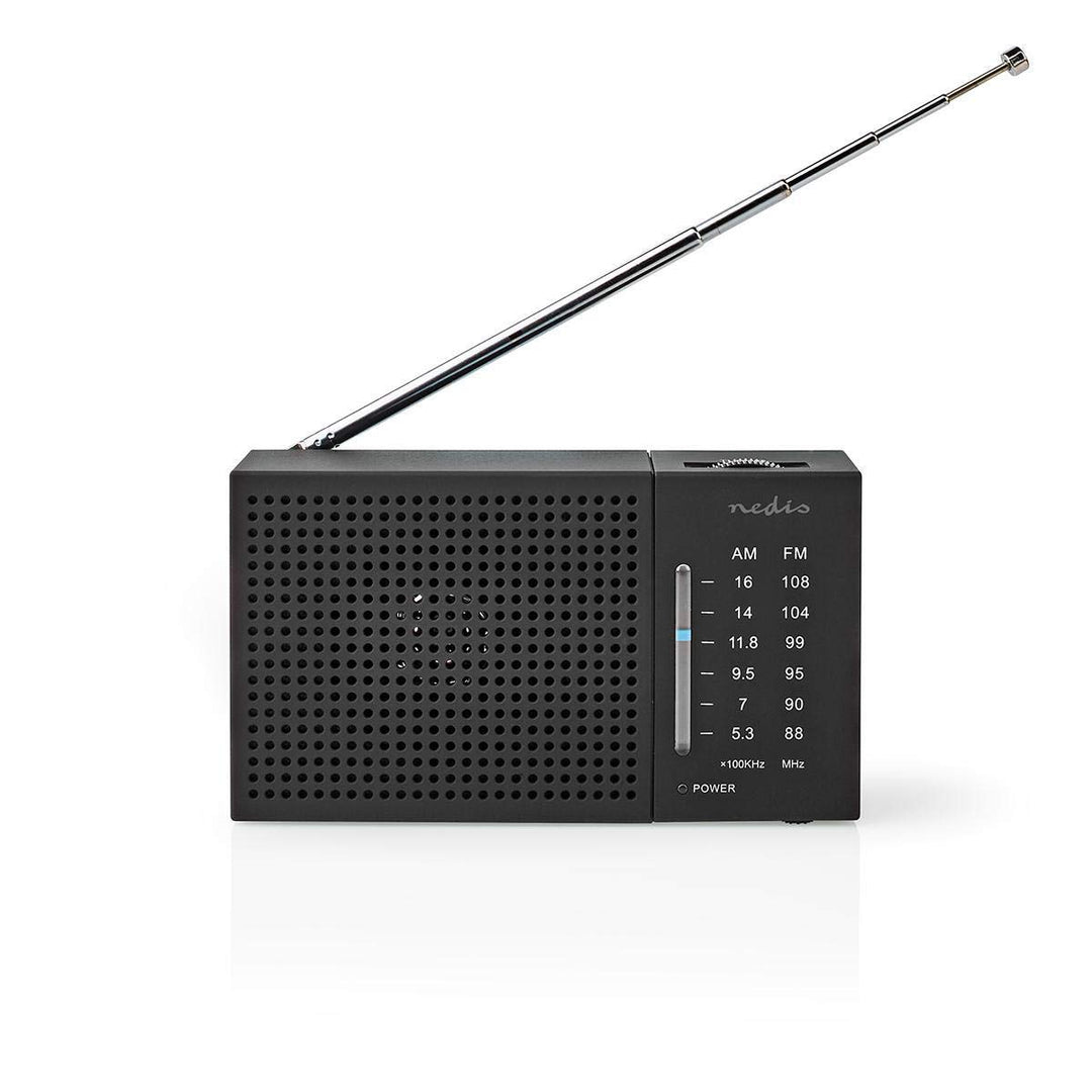 Nedis UKW/AM-Radio, tragbares analoges Stimmgerät im Taschenformat mit 1,5 W Lautsprecher, 3,5 mm Ko
