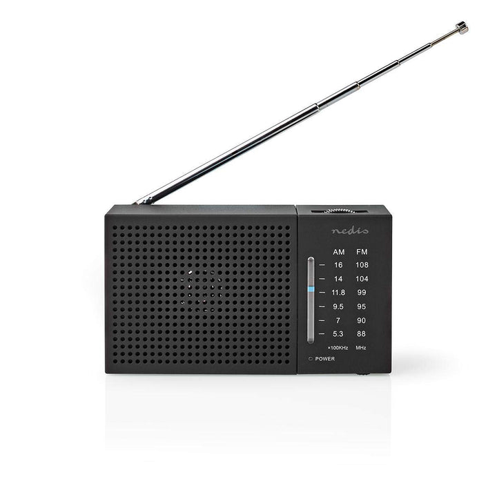 Nedis UKW/AM-Radio, tragbares analoges Stimmgerät im Taschenformat mit 1,5 W Lautsprecher, 3,5 mm Ko