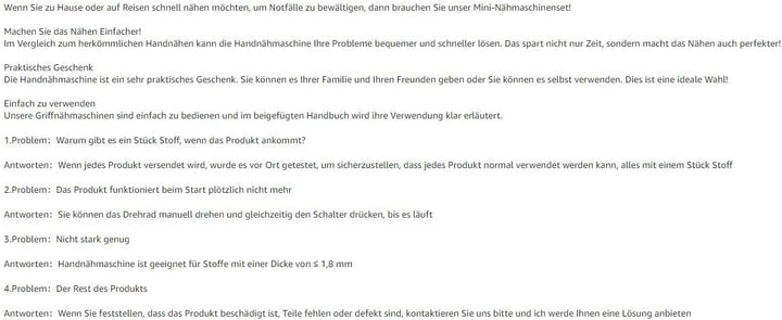 Handnähmaschine Set für Anfänger - Leichtes & Einfaches Nähgerät für Stoff, Leder, Kleidung & Heimte
