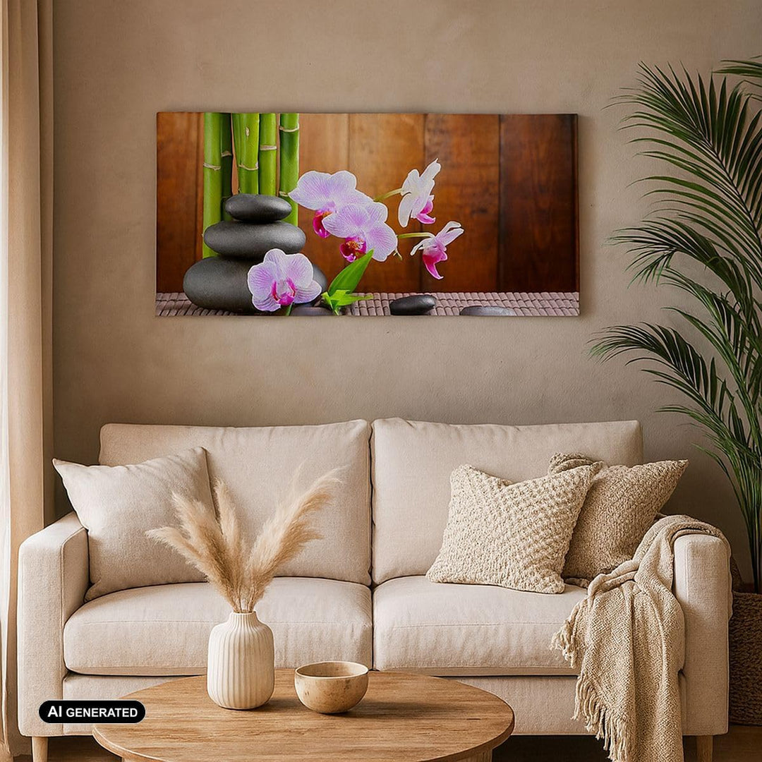 Wandbilder Dekoration Wohnzimmer Bambus Dekoration Blume Orchidee Panorama Bilder auf Leinwand 120x5
