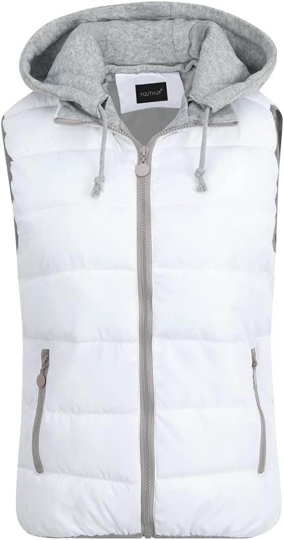 YOUTHUP West Damen Steppweste mit Kapuze Leicht Winterweste Freizeit Outdoor Ärmellos Jacke Gilet Bo