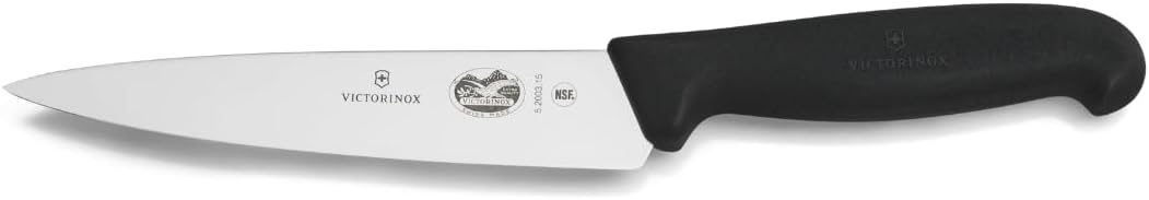 Victorinox Fibrox Kochmesser, Breites Universalmesser für Obst und Gemüse, 15 cm, Gerade Klinge, Sch
