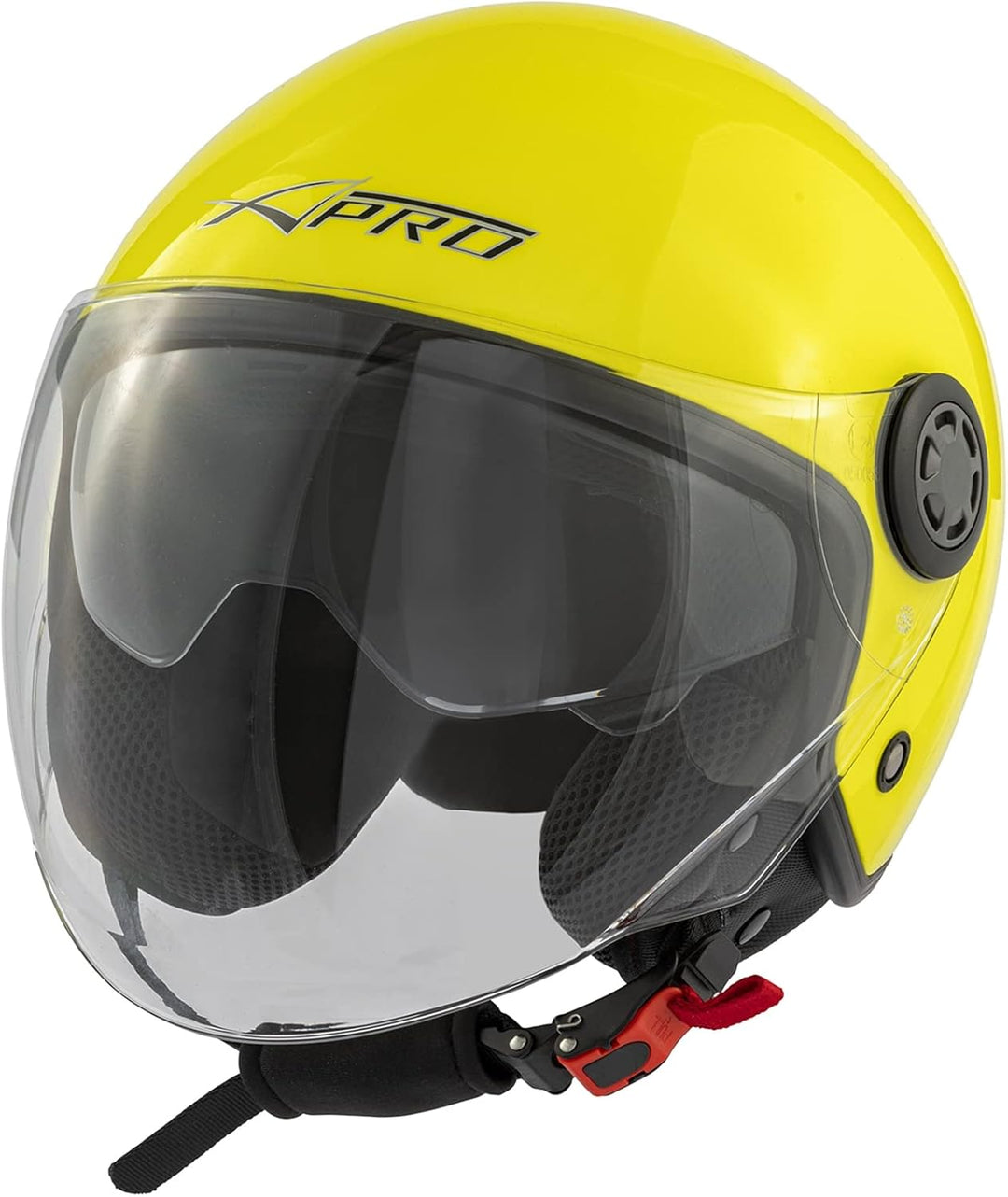 Jethelm Roller Motorrad Helm Zugelassen ECE2205 Lange Klares Visier Sonnenblende 57-58 cm ( M) Fluo,