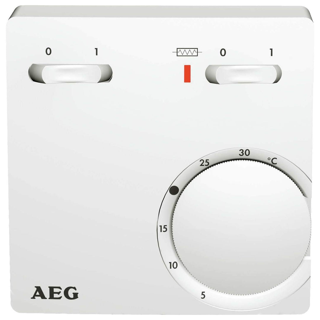 AEG Temperatur-Regler RT 602 SN SZ, 2-Punkt, Aufputz, Temperatureinstellung von 5-30 °C, Reinweiss,