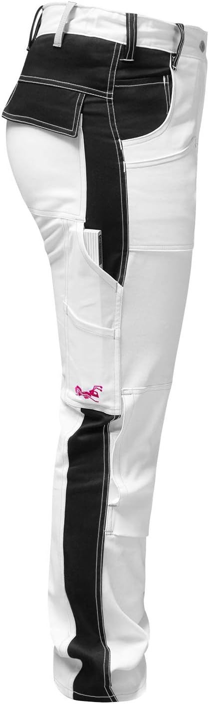 strongAnt Damen Arbeitshose komplett Stretch für Frauen Bundhose mit Kniepolstertaschen Schwarz Grau