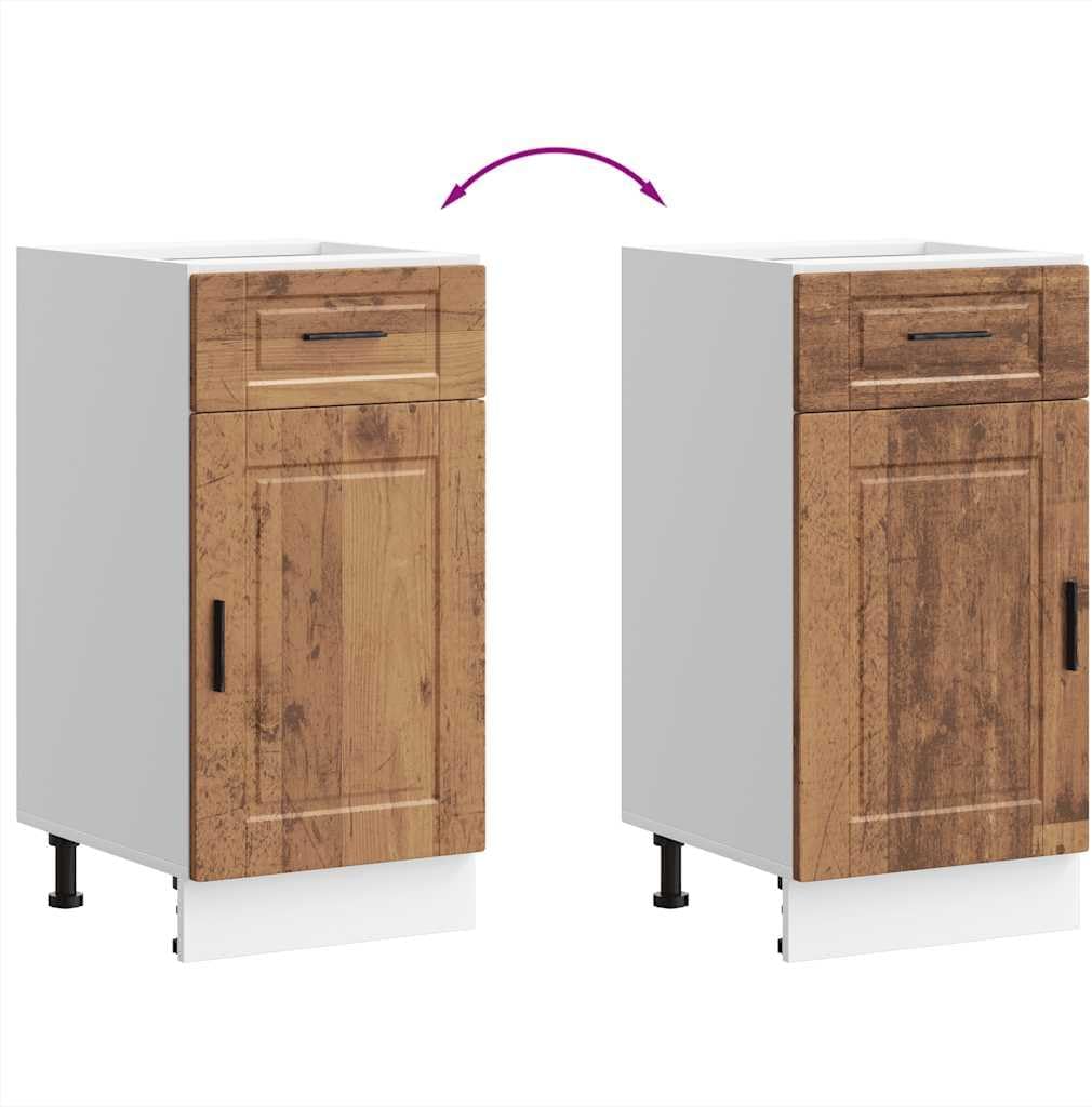 vidaXL Küchenunterschrank Porto Altholz-Optik Holzwerkstoff, Spülenunterschrank, Schrank Küche, Lage