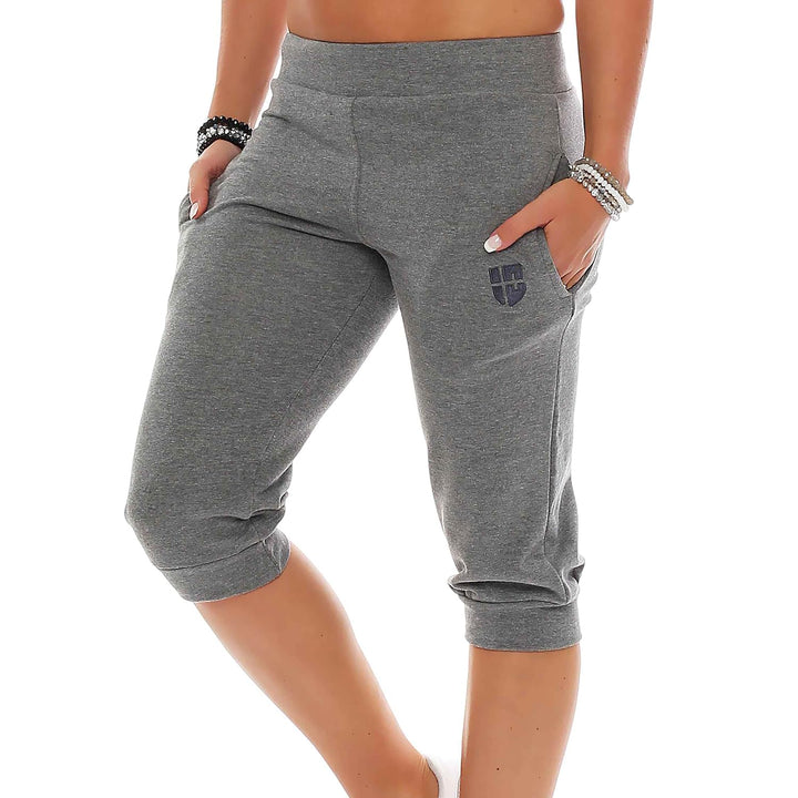 Gennadi Hoppe Damen 3/4 Trainingshose Sporthose kurz Hose Sport &amp; Fitness Shorts S Dunkel Grau, S Du