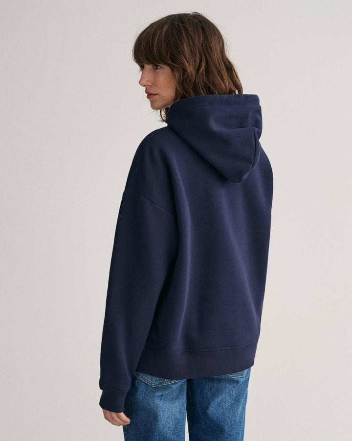 GANT Damen Rel Shield Hoodie Kapuzenpullover, S Evening Blue