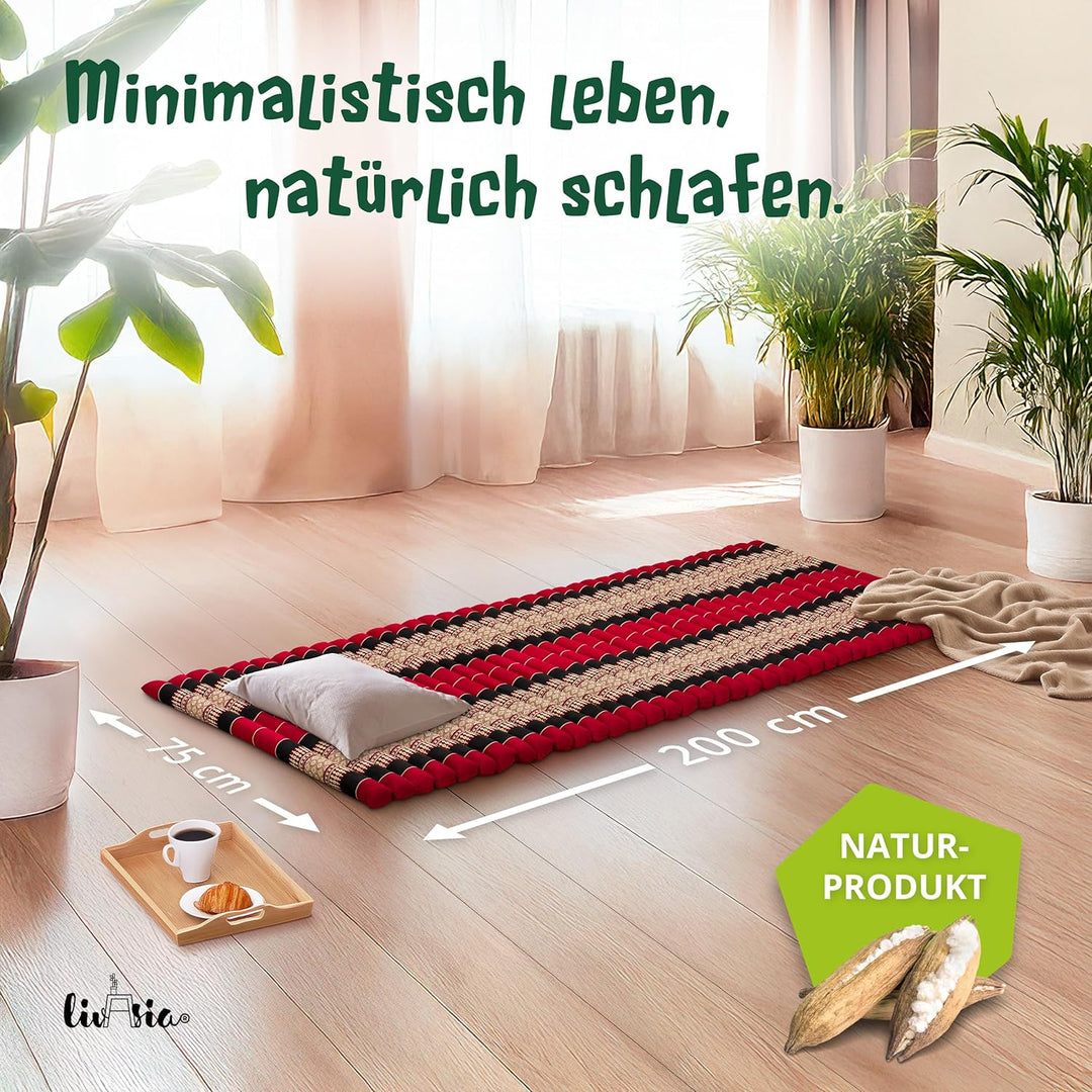 livasia Rollmatte Rollmatratze L-200x110x4,5cm, Gästebett Gästematratze 1 Person, Reisebett Kofferra