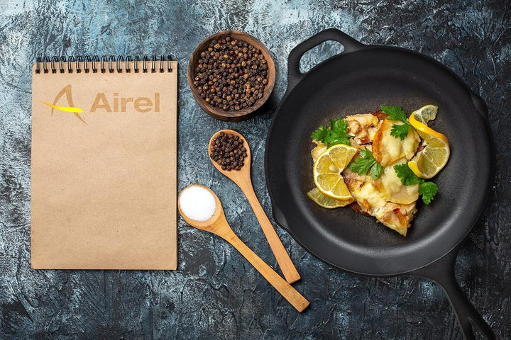 Airel Runde Bratpfanne aus Gusseisen | Runde Pfanne | Hochleistungspfannen | Töpfe Durchmesser | Eis