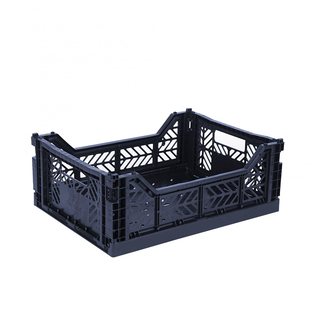 AYKASA Klappkiste, stabile Faltkiste aus Kunststoff, stapelbar, Navy, Midi (40x30x14cm) Navy Midi (4
