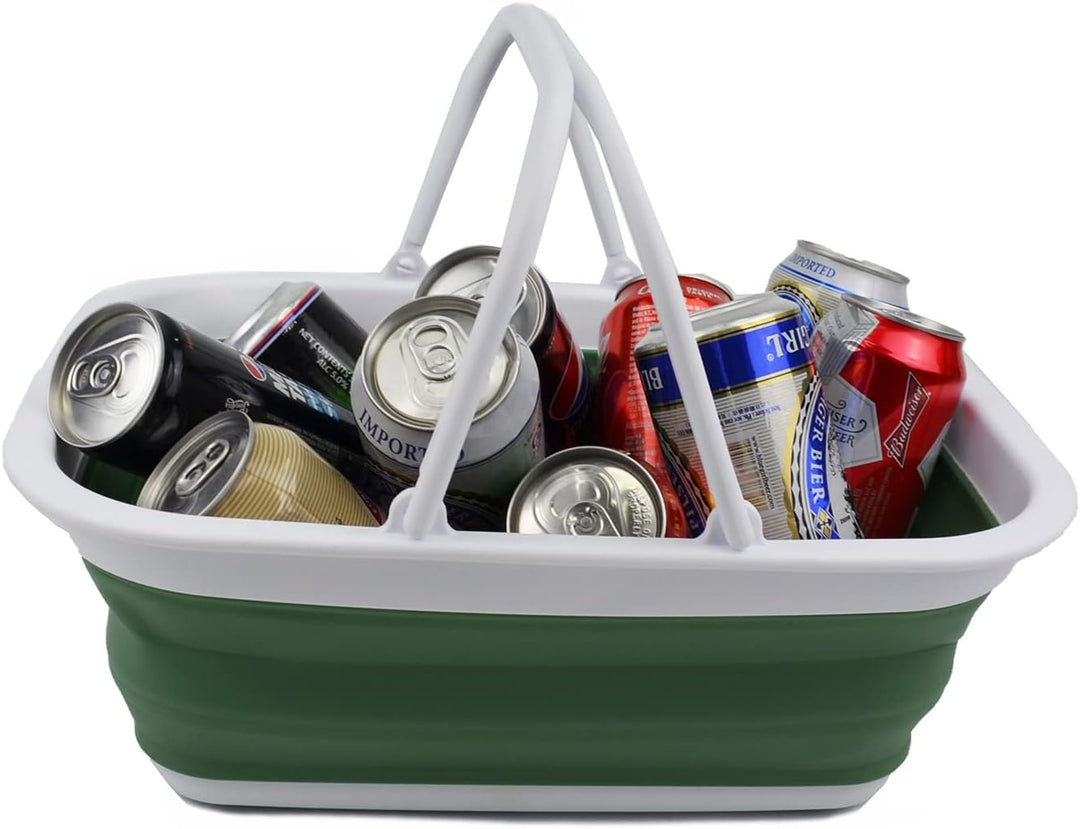 SAMMART 9,2 l zusammenklappbare Wanne mit Griff – tragbarer Picknickkorb für den Aussenbereich – Fal