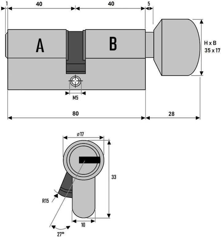 2x Knaufzylinder 80 mm KD 40/40 gleichschliessend (mit Not- und Gefahrenfunktion) inkl. 10 Schlüssel