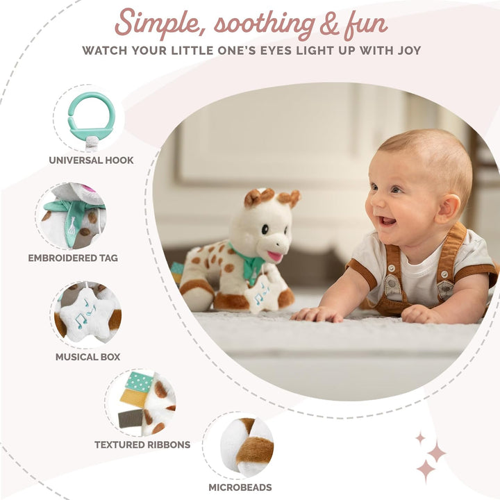 Sophie la Girafe – Musikalisches Stofftier mit Spieluhr 20 cm, 010338, Mehrfarbig