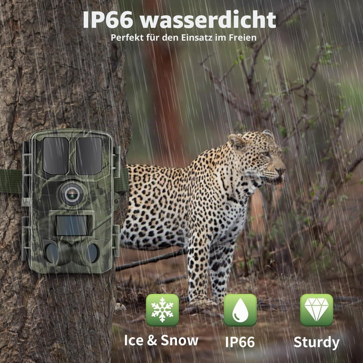 Wildkamera 4K, 48MP Ultra HD Video Wildkamera mit Handyübertragung App, WLAN Wild-Kamera mit Bewegun