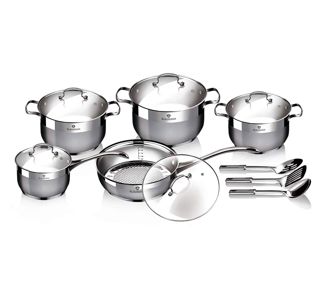 13 TLG. Kochtopfset Induktion Pfannen-Set Topf-Set Edelstahl Töpfe Kochtopf Set (BL-3196), Bl-3196