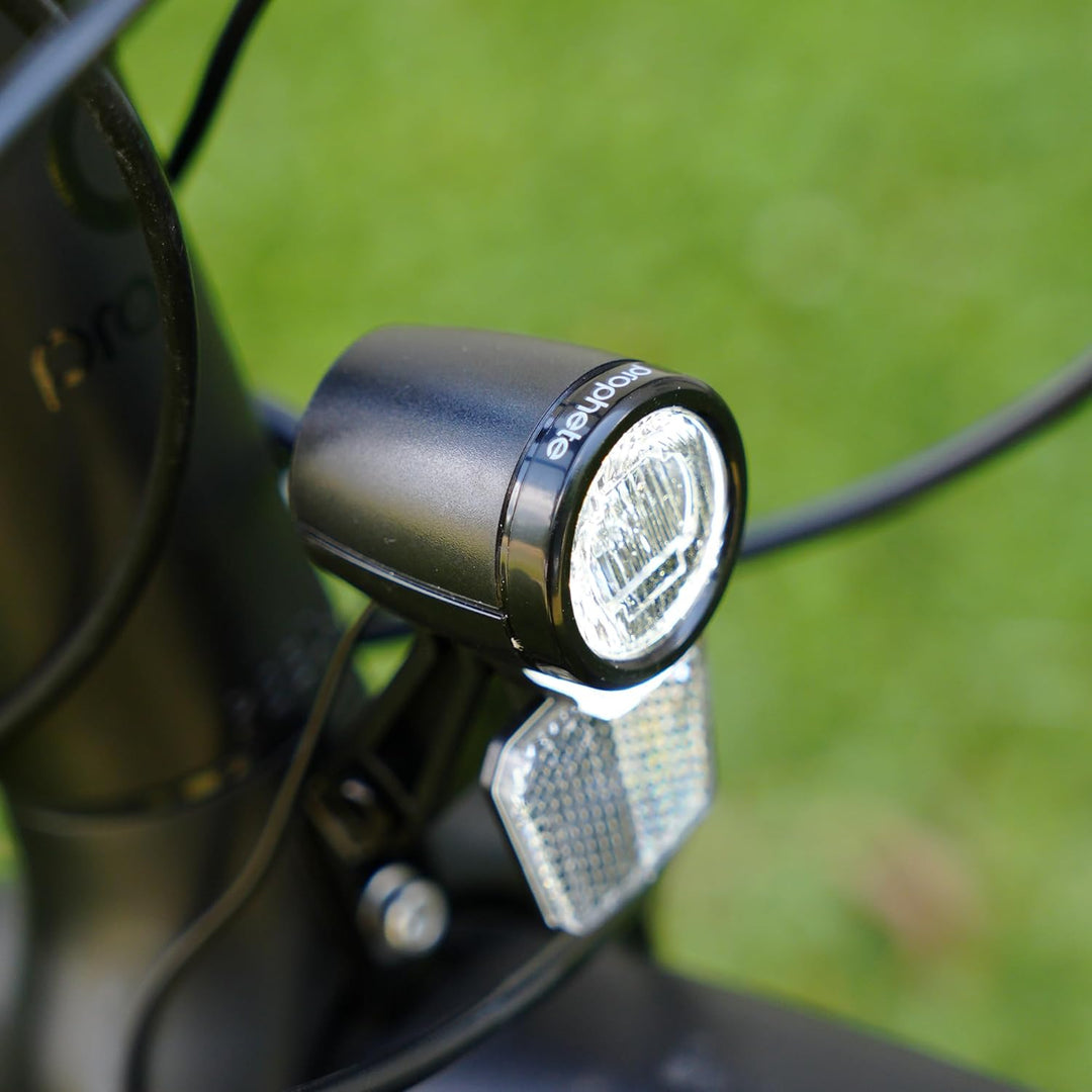 Prophete LED-Scheinwerfer 40 Lux für Fahrräder und E-Bikes, StVZO zugelassen mit Standlicht und inte