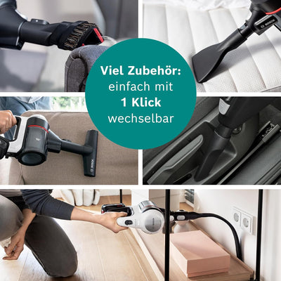 Bosch Akku-Staubsauger Unlimited 7 BSS711W, kabelloser Handstaubsauger, beutellos, Wechselakku, Knic