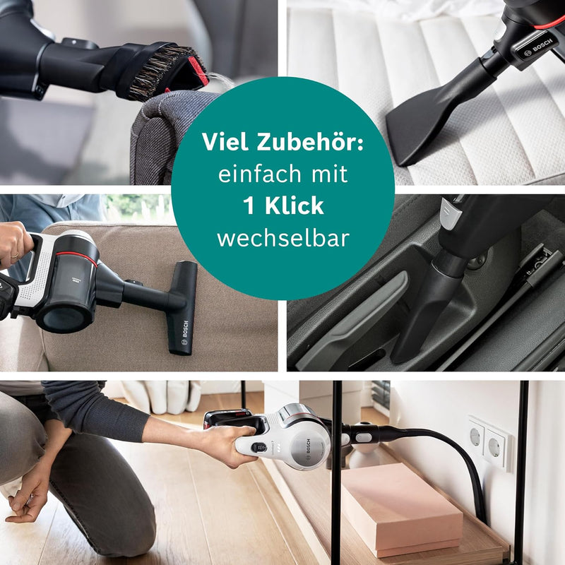 Bosch Akku-Staubsauger Unlimited 7 BSS711W, kabelloser Handstaubsauger, beutellos, Wechselakku, Knic
