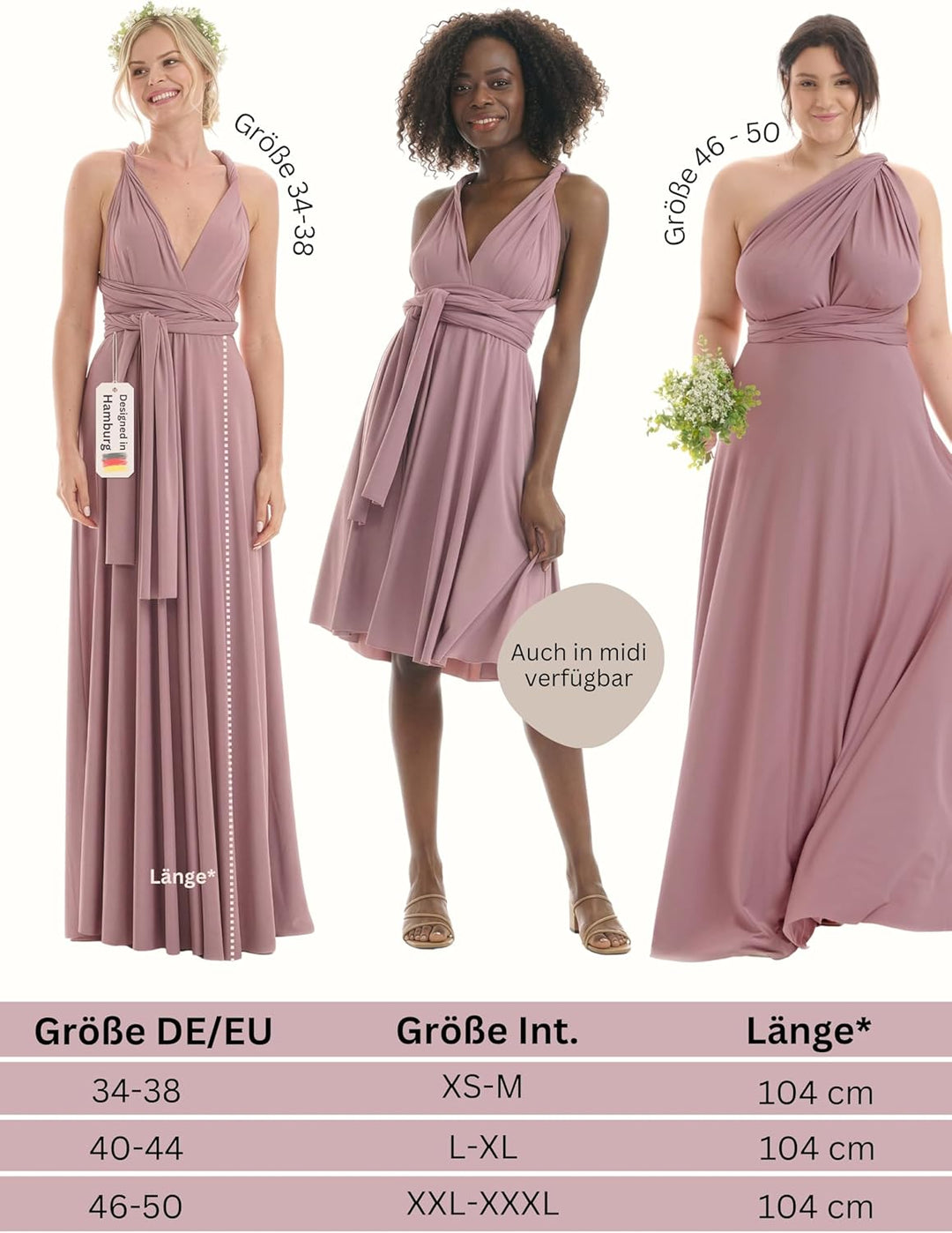 Juvell Brautjungfernkleider lang - Maxi-Kleid - Infinity-Abendkleid - Multiway-Wickelkleid - Abendkl