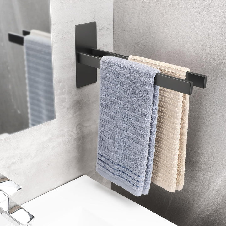 Handtuchhalter Ohne Bohren Schwarz Eckig Doppelt Handtuchstange Selbstklebend Habdtuchhalterung 304