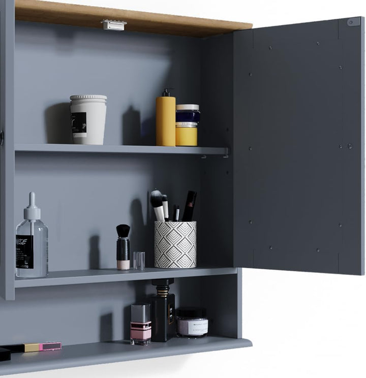 Vicco Bad Spiegelschrank Bianco, Grau, 56 x 58 cm, Grau