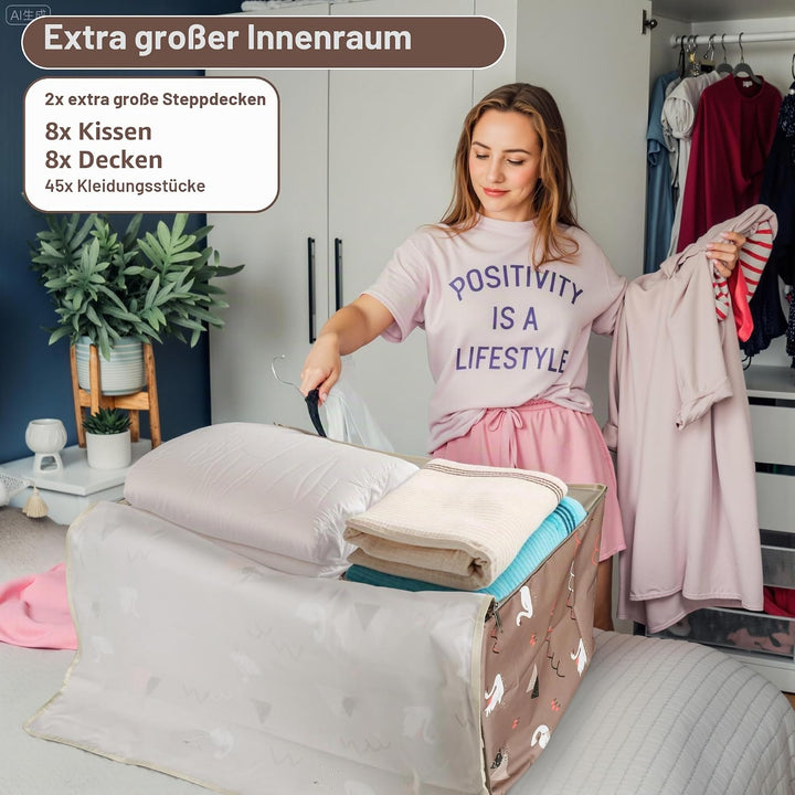 2 Stück Aufbewahrungstasche Gross, 105L Aufbewahrungstasche mit Reissverschluss, 600D Oxford Storage