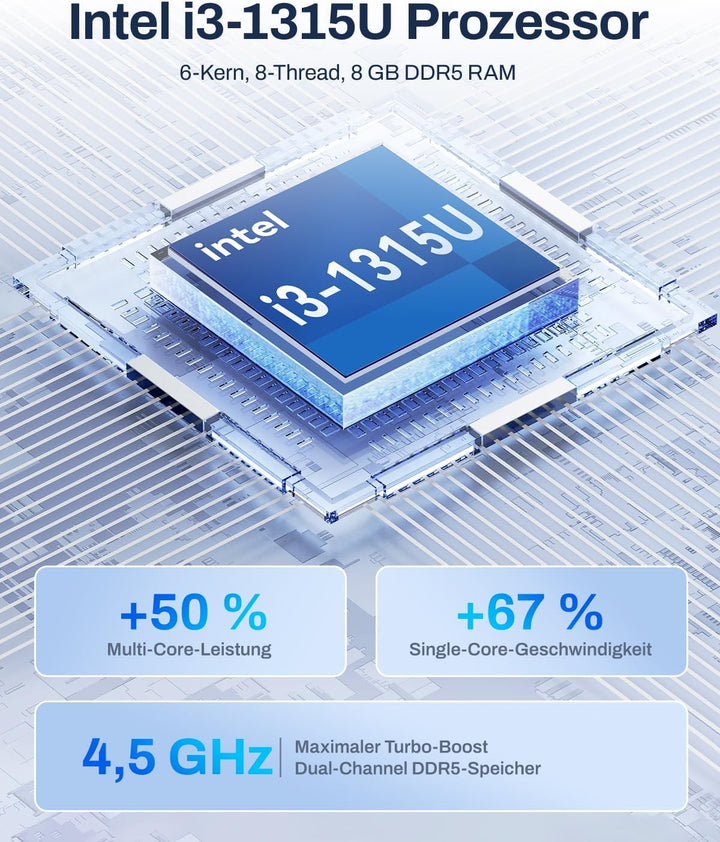 TERRAMASTER F6-425 Pro NAS-Speichersystem – 6 Einschübe, Core i3-1315U (6 Kerne, 8 Threads), 8 GB DD