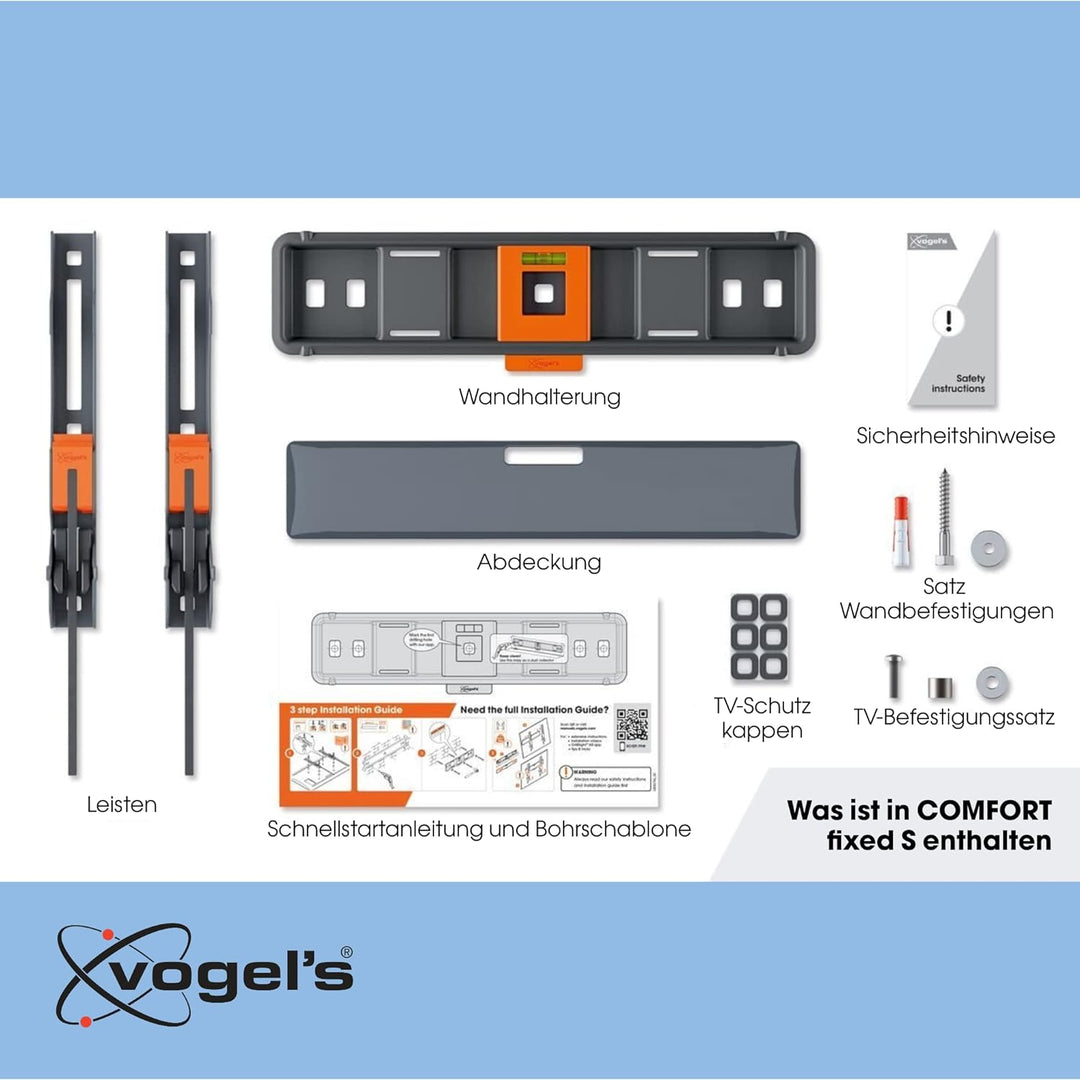 Vogel's Comfort TVM 3205 Hochwertige Flache TV-Wandhalterung für 19-50 Zoll Fernseher | Bis 30 kg |
