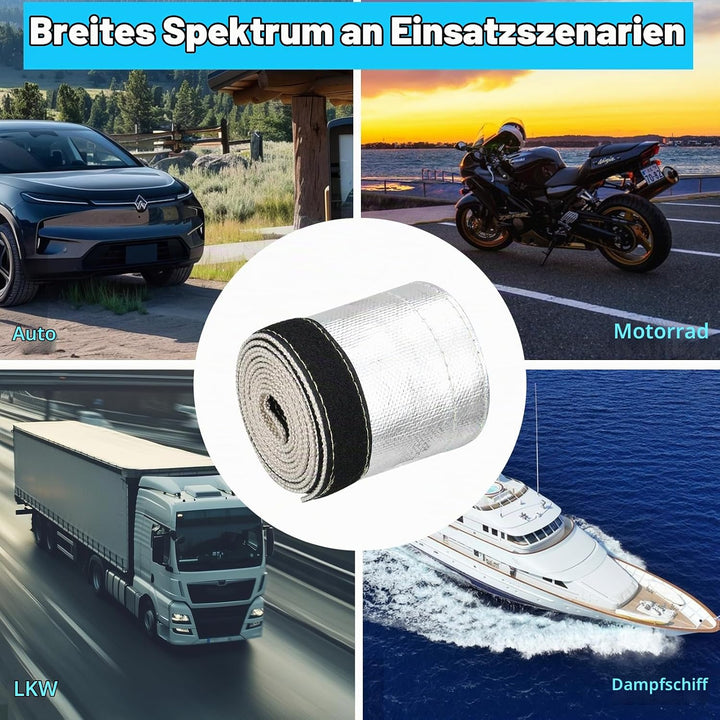 2 M Hitzeschut Zhülle für Kfz-Schläuche,Metall Hitzeschutz Hitzeblech Kabelschutz mit Klettverschlus
