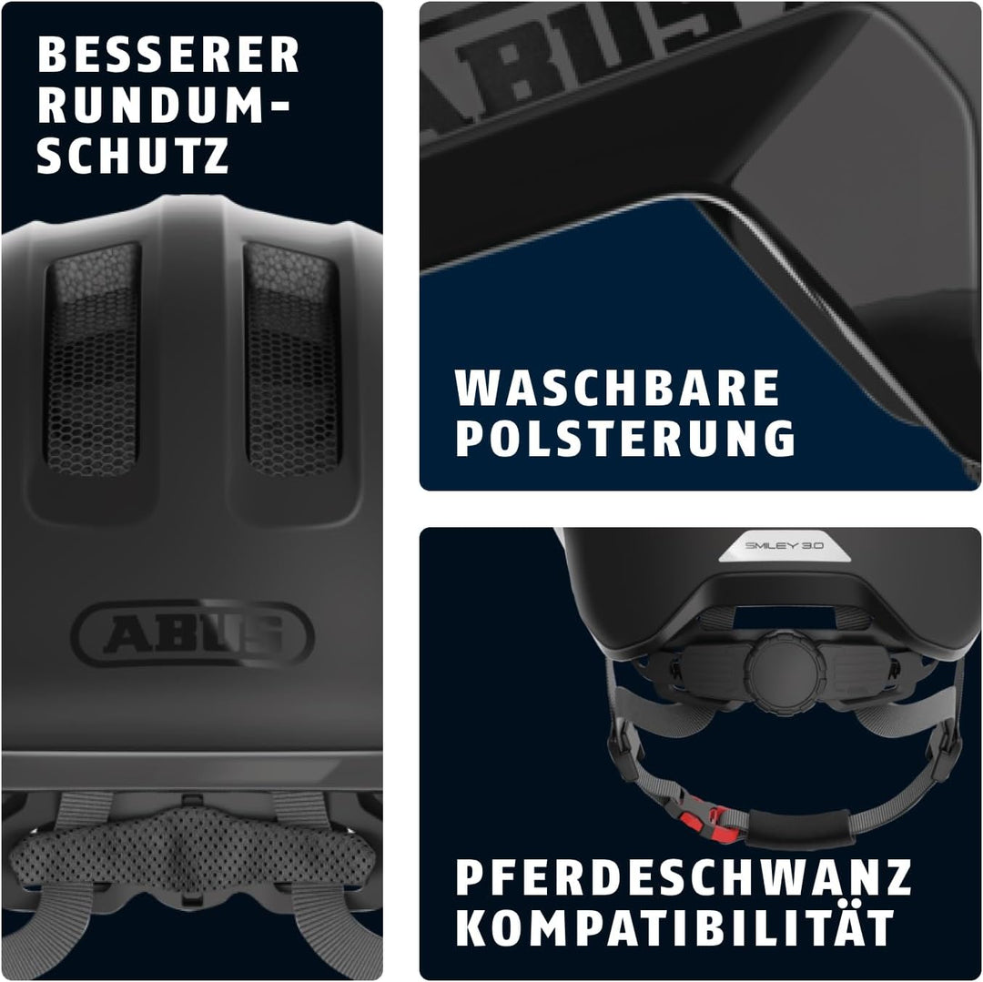 ABUS Kinderhelm Smiley 3.0 ACE LED - Fahrradhelm mit Licht - tiefe Passform &amp; Platz für einen Zopf -