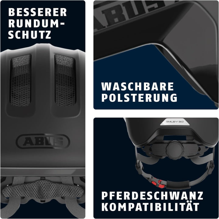 ABUS Kinderhelm Smiley 3.0 ACE LED - Fahrradhelm mit Licht - tiefe Passform &amp; Platz für einen Zopf -