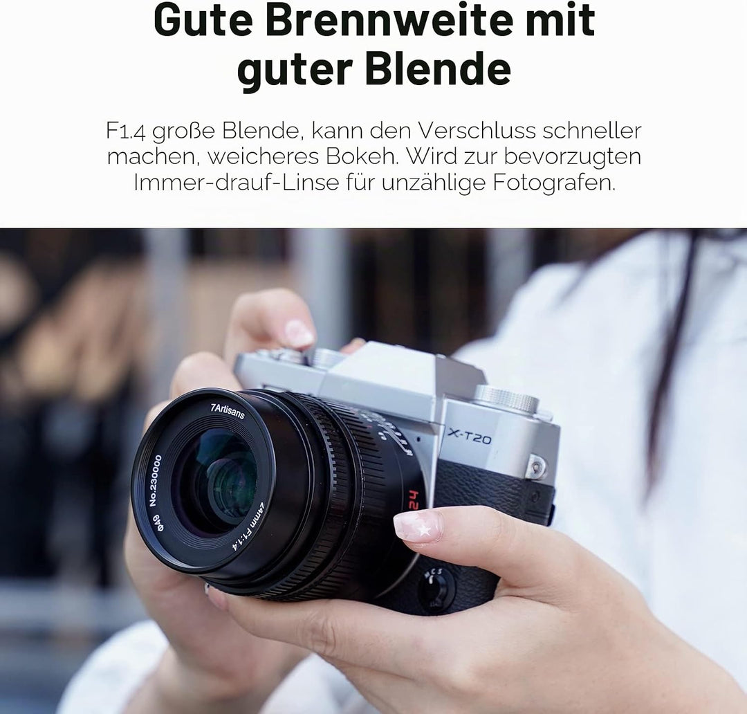 7artisans 24mm F1.4 APS-C Manual Prime Objektiv Grosse Blende für Fujifilm FX-Mount Spiegellose Kame