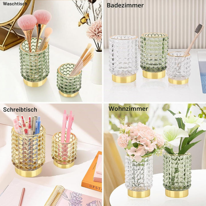 DASITON Make up Kosmetik Organizer, Make up Pinsel Organizer aus Glas, Pinselhalter Kosmetik Schmink