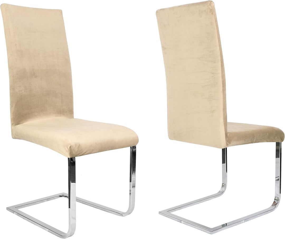 BEAUTEX 4er Set LEA Stuhlhusse, elastische Uni Stretch-Husse aus Samt Mikrofaser Farbe wählbar (Crem