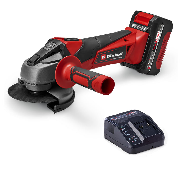Einhell Akku-Winkelschleifer TC-AG 18/115 Li (1x4,0Ah) (18 V, 115 mm Scheiben-Ø, 28 mm Schnitttiefe,