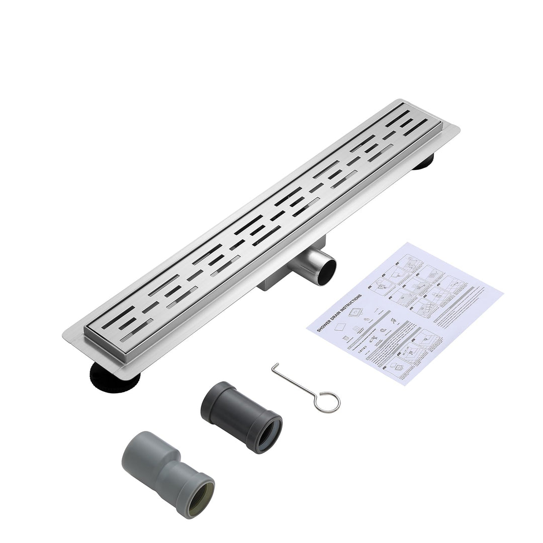 Duschrinne 60cm Gebürstet, 360° Siphon mit Geruchsstop und Haarsieb, 304 Edelstahl Ablaufrinne Boden