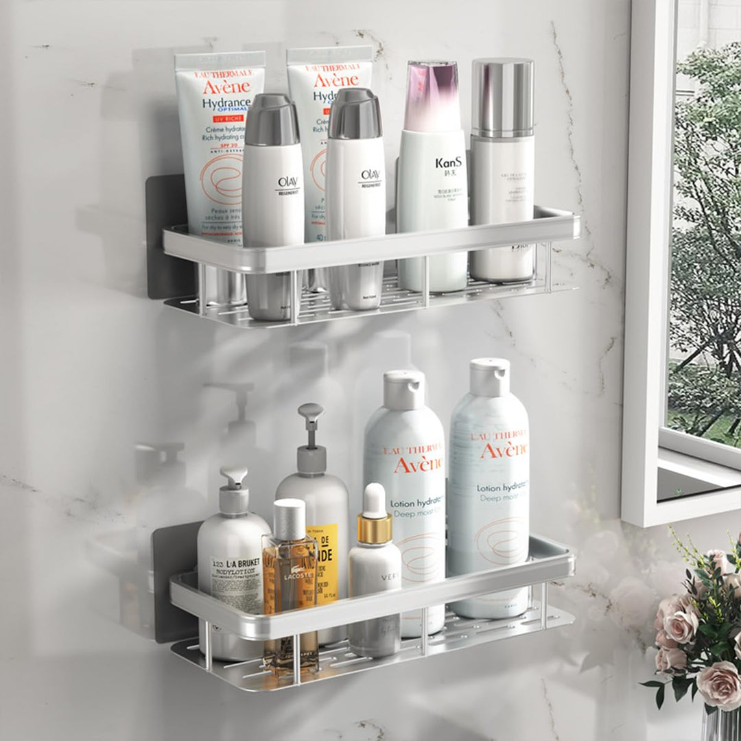 Duschablage Ohne Bohren, 2 Stück Badezimmer Regal, Badregal Bad Organizer Rostfrei Duschregal für Sh