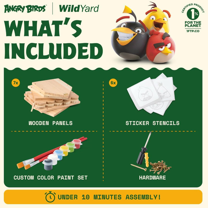Angry Birds X WildYard DIY Vogelhaus-Bausatz – Holz-Nistkasten zum Bemalen & Bauen, Zedernholz Vogel