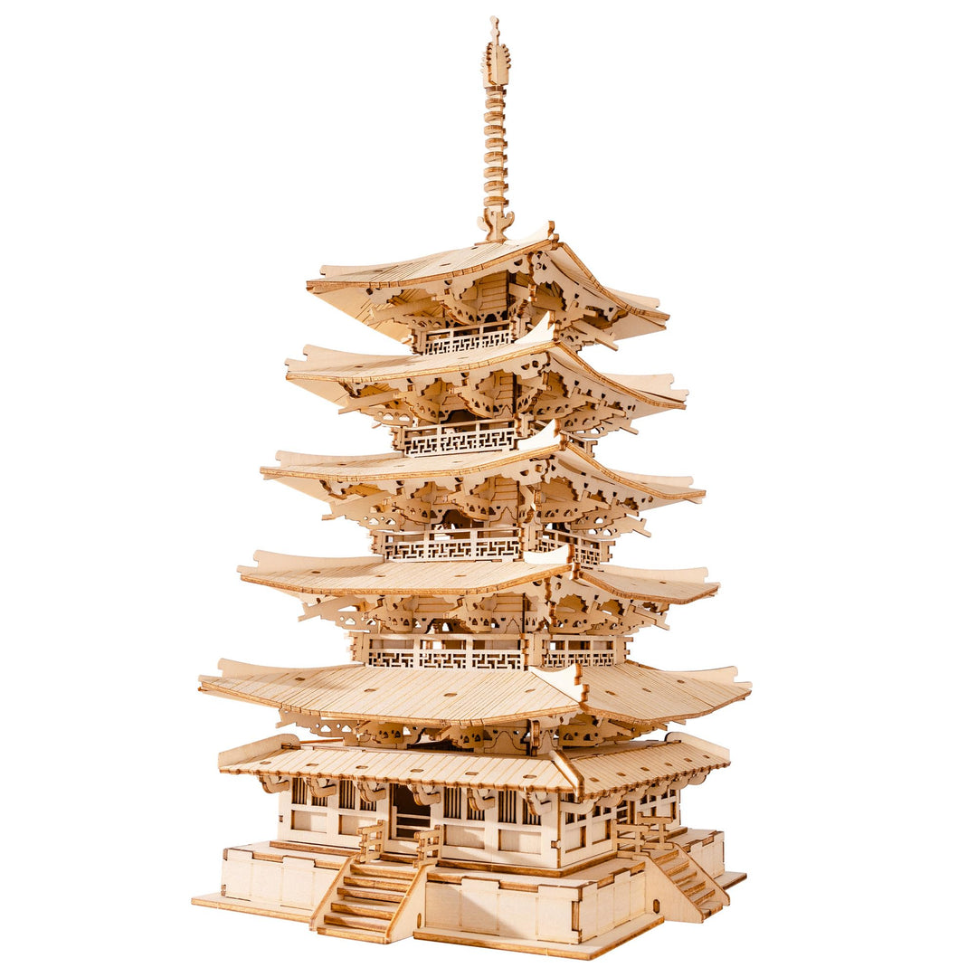 Rolife 3D Puzzle Holz Modellbau Fünfstöckige Pagode Turm für Erwachsene Teenager DIY Modellbausatz E