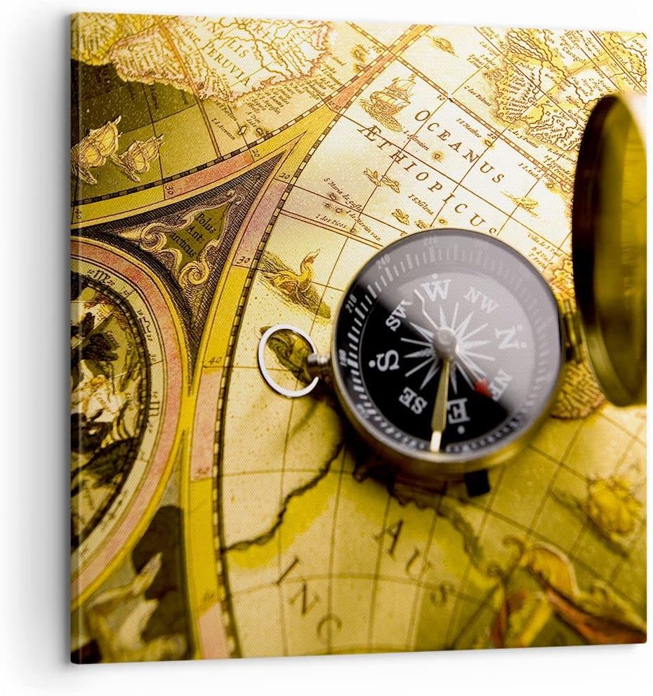 Bilder auf Leinwand Abstrakt kommunikation kompass erde Leinwandbild 60x60cm Wandbilder Dekoration W