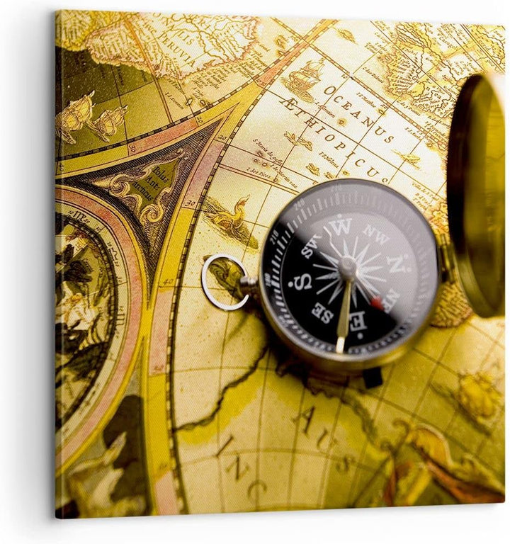 Bilder auf Leinwand Abstrakt kommunikation kompass erde Leinwandbild 60x60cm Wandbilder Dekoration W