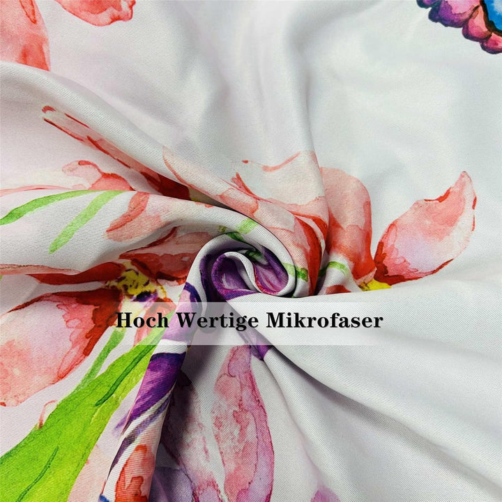 YUANZU Blumen Schmetterling Vorhänge Sommer Aquarell Blume Bunt Ösen Gardinen mit Blickdichte Thermo