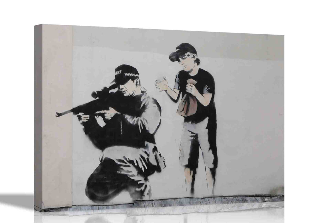 Banksy Leinwanddruck, gerahmt, Graffiti-Wandkunst, Schlafzimmer, Kinder, 86 x 61 cm, A1