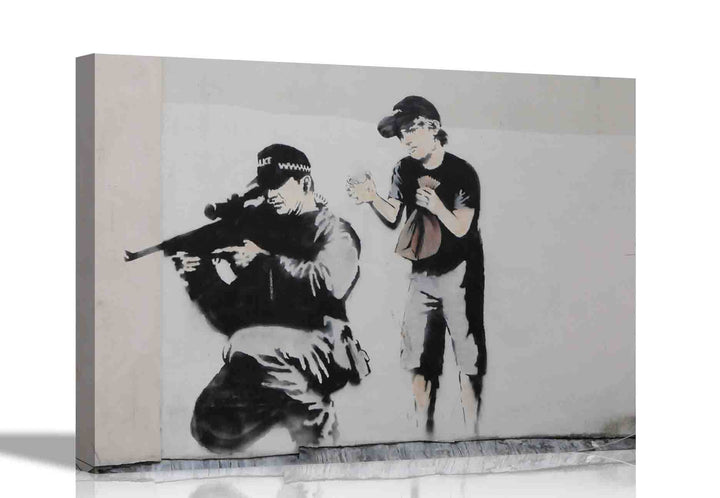 Banksy Leinwanddruck, gerahmt, Graffiti-Wandkunst, Schlafzimmer, Kinder, 86 x 61 cm, A1