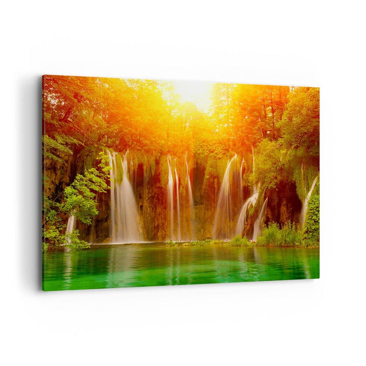 Bilder auf Leinwand 100x70cm Leinwandbild Kroatien nationalpark wasserfall Gross Wanddeko Bild Schla