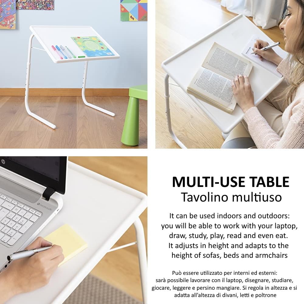 ECOVELO Multifunktionaler Klapptisch Table-Mate mit 6 Höheneinstellungen und 3 Ecken, Verstellbarer