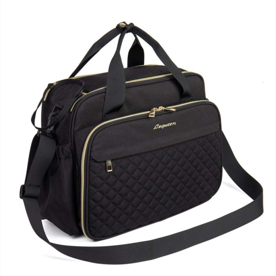 LEQUEEN Baby-Wickeltasche, Wickeltasche, Umhängetasche, Wickeltasche für Mütter und Väter, Schwarz,