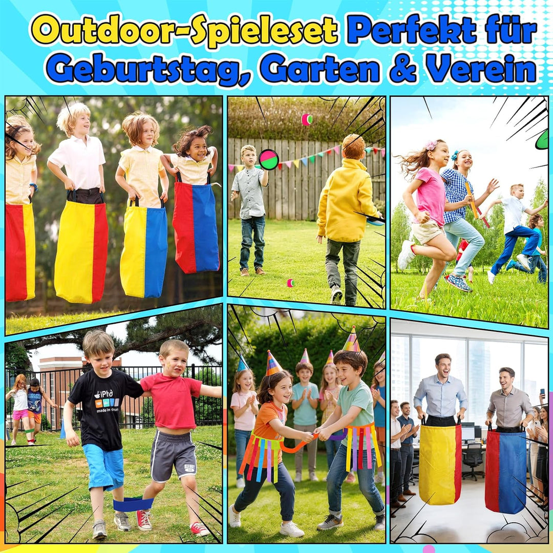 Outdoor Spiele Geburtstag Partyspiele für Erwachsene, Klettballspiel Klettball,Sackhüpfen Säcke, Sch