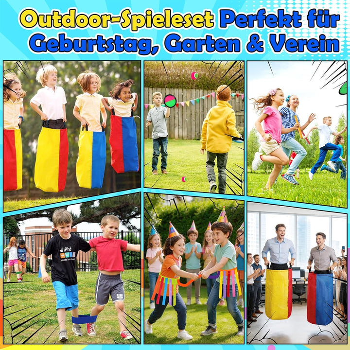 Outdoor Spiele Geburtstag Partyspiele für Erwachsene, Klettballspiel Klettball,Sackhüpfen Säcke, Sch